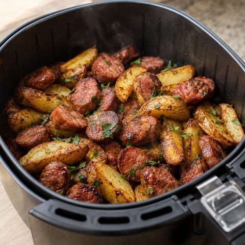 Linguiça com batata rústica